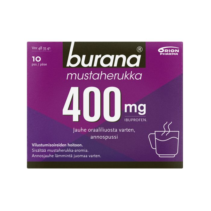 BURANA MUSTAHERUKKA jauhe oraaliliuosta varten, annospussi 400 mg 10 kpl kuva 2