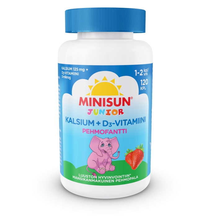 Minisun Kalsium+D-vitamiini Pehmofantti jr. 120 kpl