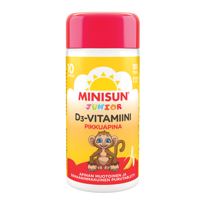 Minisun D-vitamiini Banaani Apina jr.10 mikrog 100 PURUTABL kuva 4