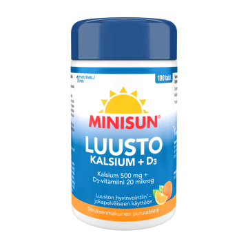Minisun Kalsium 500 mg + D-vitamiini 20 mikrog 100 purutabl